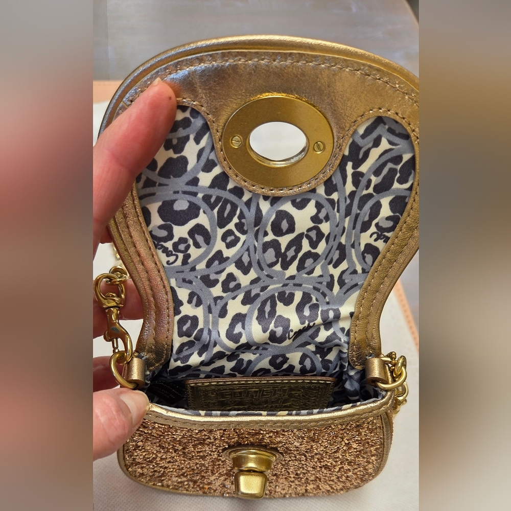 Coach Gold Mini Bag Sparkling Saddle Design - Picture 4 of 5